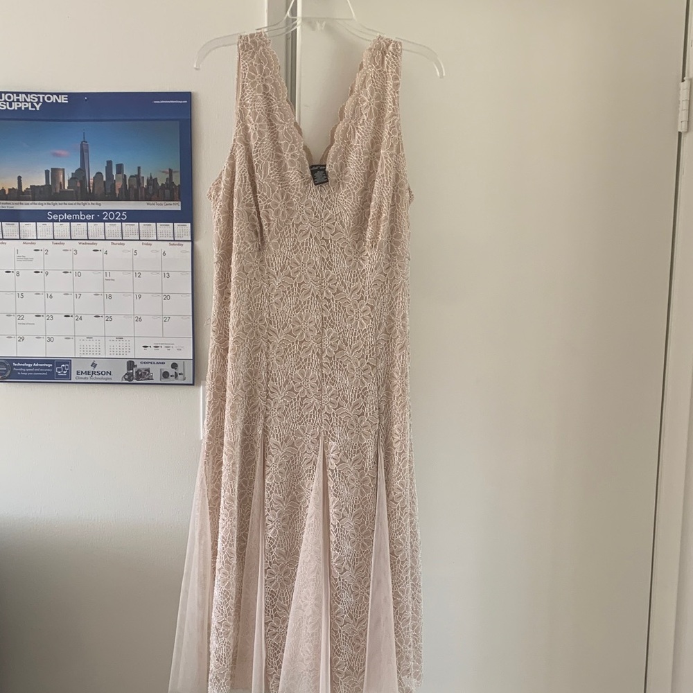 Elegant Lace V-Neck Prom Dress - Blush